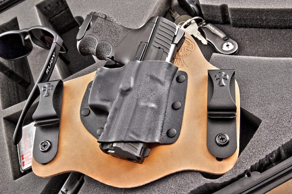 1—The P30SK in a crossbreed Supertuck deluxe leather/kydex inside-the-waistband holster. See them at crossbreedholsters.com.